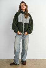 Olive Multi Quilted Plaid Sherpa Fleece Snap Jacket