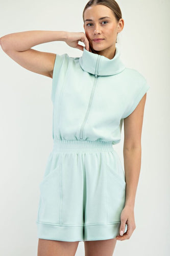 Soft Mint Modal Scuba Luxe Sleeveless Romper