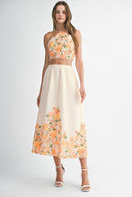 Orange Floral Scallop Halter Neck Crop Top And Skirt Set