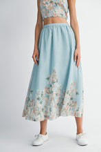 Blue Floral Scallop Halter Neck Crop Top And Skirt Set