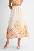 Orange Floral Scallop Halter Neck Crop Top And Skirt Set