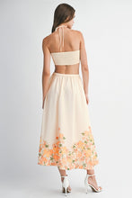 Orange Floral Scallop Halter Neck Crop Top And Skirt Set