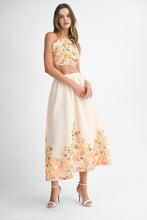 Orange Floral Scallop Halter Neck Crop Top And Skirt Set