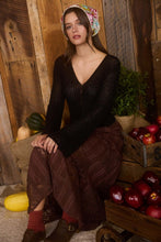 Black Bell Sleeve Front Button Crochet Knit Cardigan