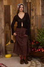 Black Bell Sleeve Front Button Crochet Knit Cardigan
