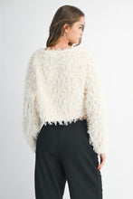 Cream Mesh Feather Textured Long Sleeve Pull Over Top