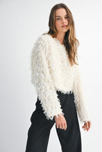 Cream Mesh Feather Textured Long Sleeve Pull Over Top