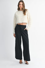 Cream Mesh Feather Textured Long Sleeve Pull Over Top