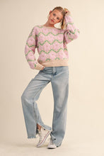 Pink Flower Flower Fuzzy Texture Floral Sweater