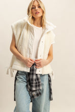 White Cozy Sherpa Vest Jacket With Tie-up Side Details