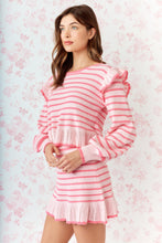 Pink Striped Ruffle Knit Set