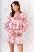 Pink Striped Ruffle Knit Set
