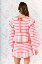 Pink Striped Ruffle Knit Set