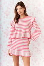 Pink Striped Ruffle Knit Set