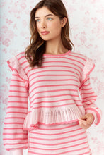 Pink Striped Ruffle Knit Set