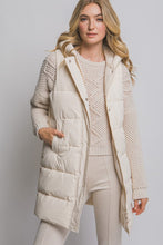 Ivory Hooded Long Quilted Puffer Vest