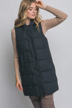 Black Hooded Long Quilted Puffer Vest