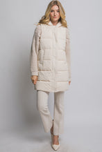 Ivory Hooded Long Quilted Puffer Vest