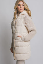 Ivory Hooded Long Quilted Puffer Vest