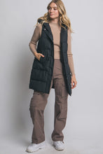 Black Hooded Long Quilted Puffer Vest
