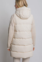Ivory Hooded Long Quilted Puffer Vest