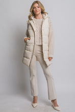 Ivory Hooded Long Quilted Puffer Vest