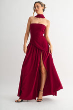 Burgundy Parisian Lace-up Maxi Dress
