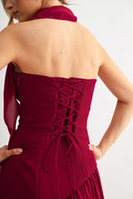 Black/White Parisian Lace-up Maxi Dress