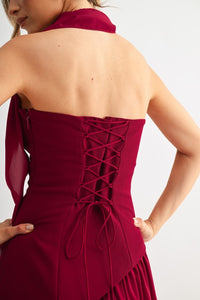 Black/White Parisian Lace-up Maxi Dress