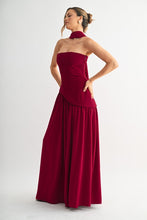 Burgundy Parisian Lace-up Maxi Dress