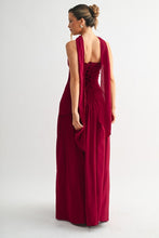 Burgundy Parisian Lace-up Maxi Dress