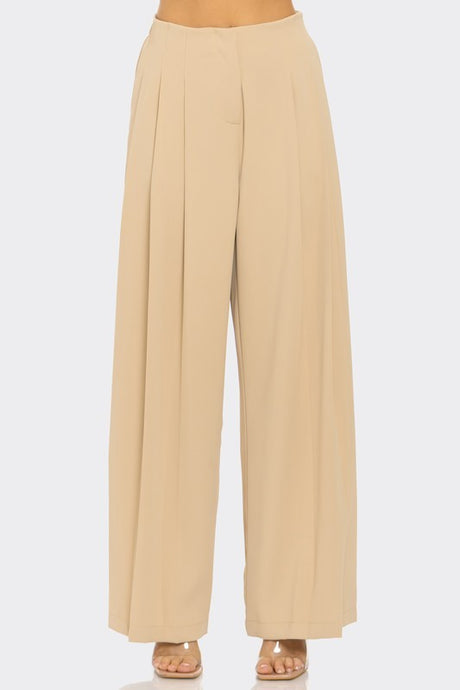 Beige Arden Pleated Trouser
