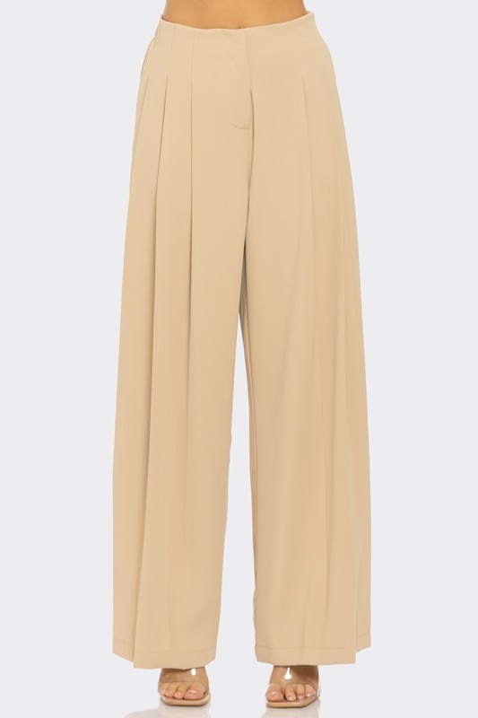 Beige Arden Pleated Trouser