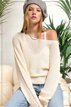Milk MintBoat Neck Off Shoulder Cozy Dolman Sleeve Sweater