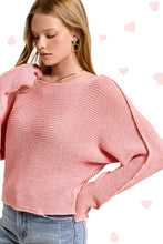 Cotton Candy Boat Neck Off Shoulder Cozy Dolman Sleeve Sweater