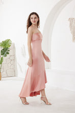 Rose Pink Strapless Ruffle Long Formal Dress