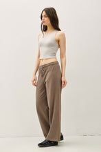 Espresso Acid Wash Wide Leg Cotton Fleece Pants