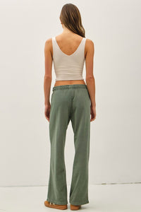 Spruce Acid Wash Wide Leg Cotton Fleece Pants