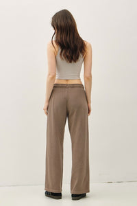 Espresso Acid Wash Wide Leg Cotton Fleece Pants