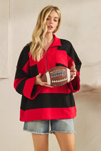 Red/Black Game Day Varsity Stripe Zip Pullover
