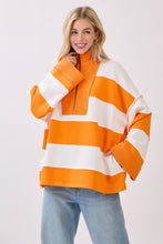Orange/White Game Day Varsity Stripe Zip Pullover