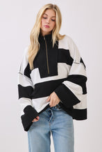 Black/White Game Day Varsity Stripe Zip Pullover