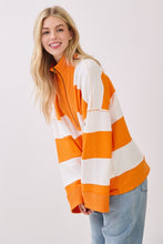 Orange/White Game Day Varsity Stripe Zip Pullover