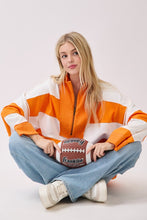Orange/White Game Day Varsity Stripe Zip Pullover