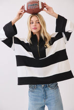 Black/White Game Day Varsity Stripe Zip Pullover