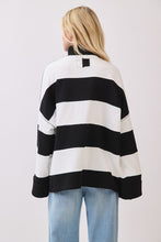 Black/White Game Day Varsity Stripe Zip Pullover