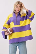 Purple/Yellow Game Day Varsity Stripe Zip Pullover