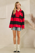 Red/Black Game Day Varsity Stripe Zip Pullover