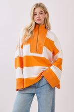 Orange/White Game Day Varsity Stripe Zip Pullover