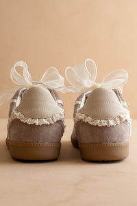Dark Grey Pearl Charm Sneakers